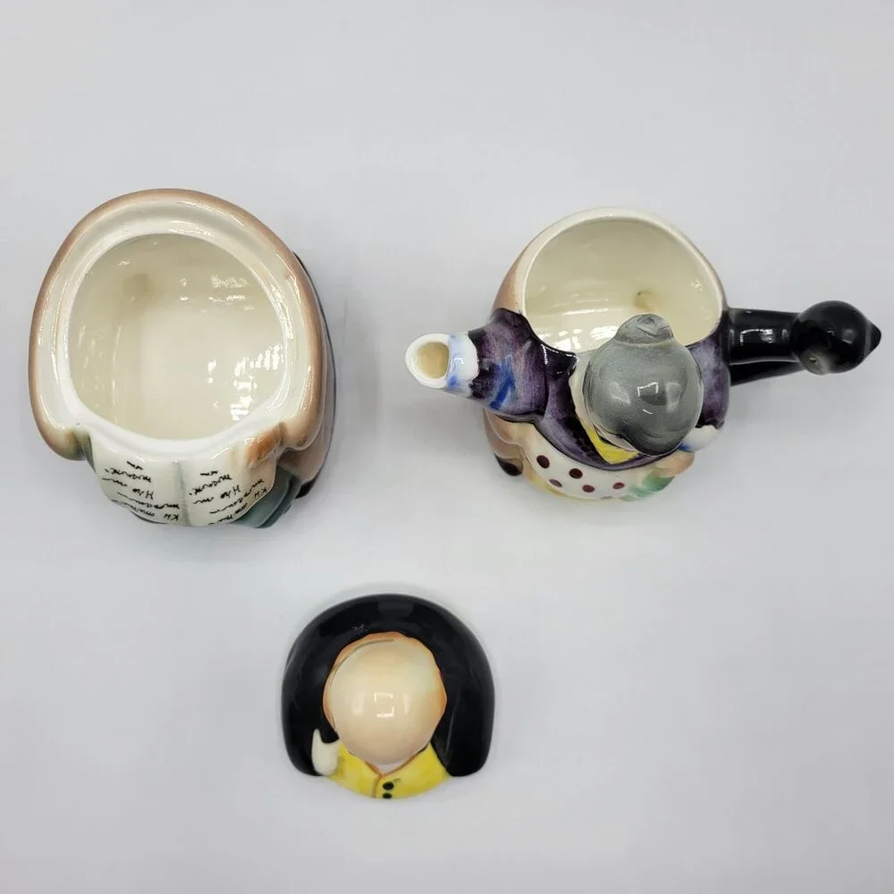 Vintage Hand Painted Japan Grandparents Creamer & Sugar Bowl Set
